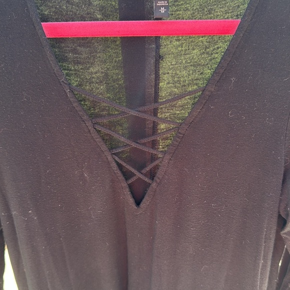 Express Black Cross Front Dress Size Medium - Picture 2 of 6